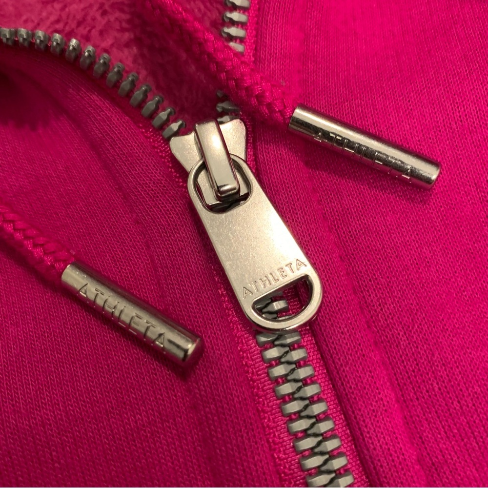 Athleta Cozy Karma 1/4 Zip Pullover Plush Fleece Bright Fuschia Hot Pink Small - Picture 5 of 14